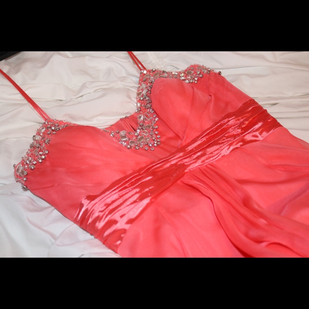 Coral floor-length dress